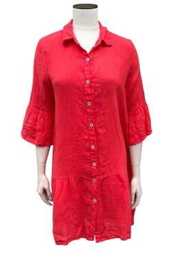 Women's pink Button-Down Tunic Shirt